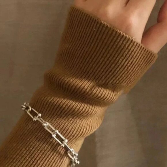 925 Sterling Silver Hardware Chain U Link Bracelet - Picture 6 of 8